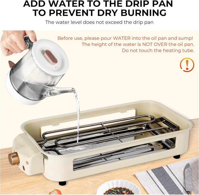 Pukomc Electric Indoor Grill,2 in 1 Indoor Grills for Kitchen with Grill Net & Non-Stick Cooking Removable Plate, Temperature Control, Dishwasher Safe, 1700W Smokeless barbecue - Image 2